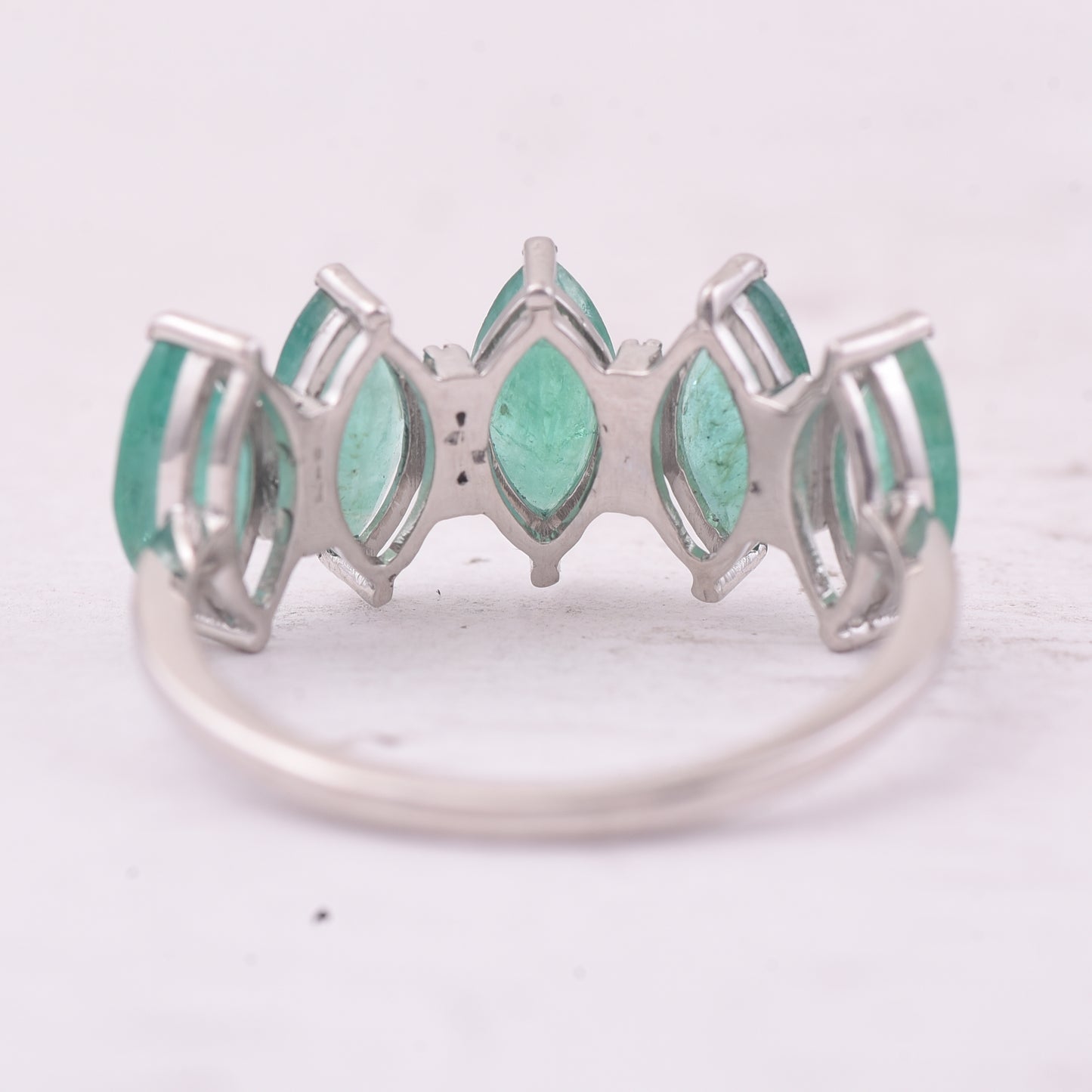 2.17 Ct Marquise Mixed Cut Natural Emerald 950 Platinum Ring