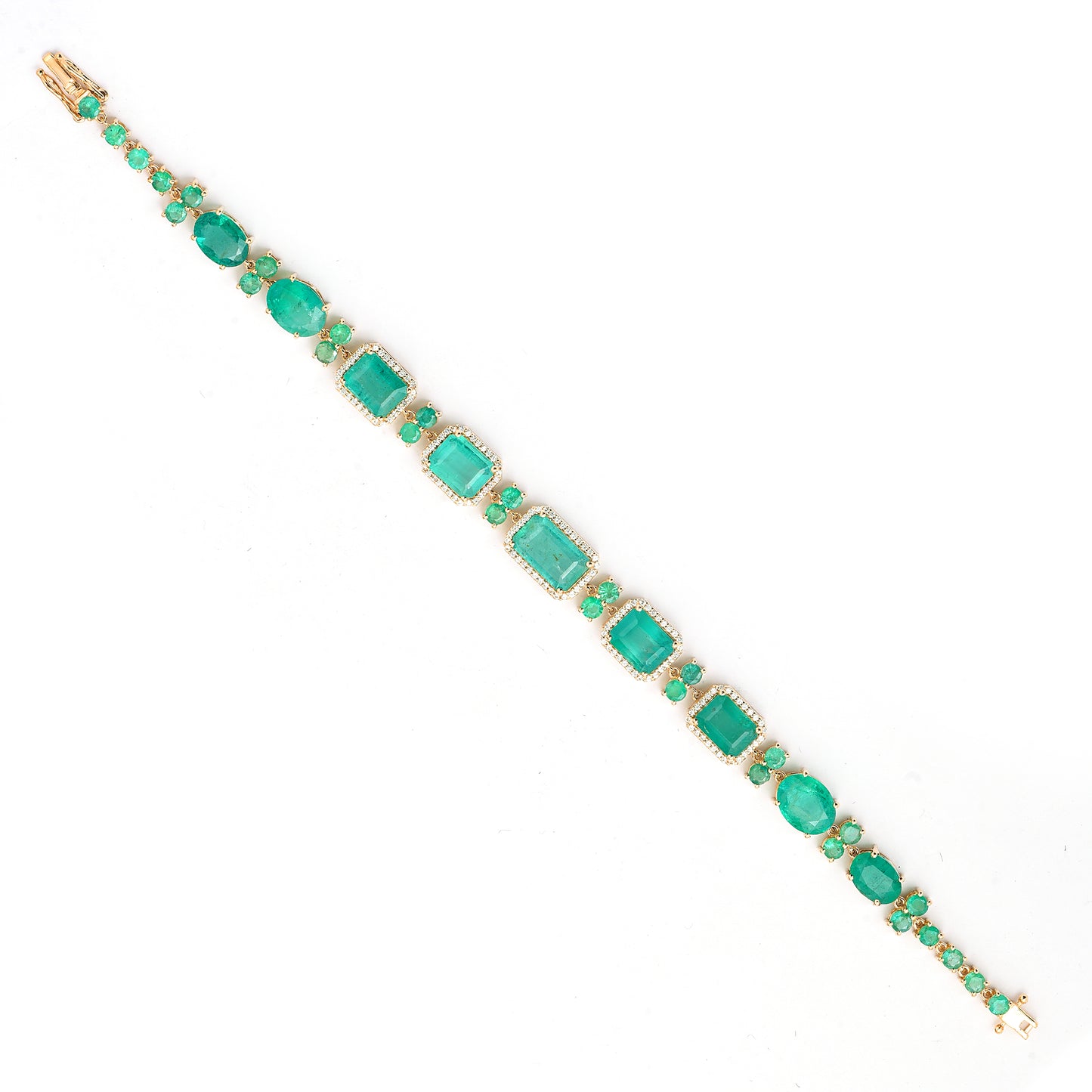 17.58 Ct Octagon, Oval Emerald 14K Gold Bracelet