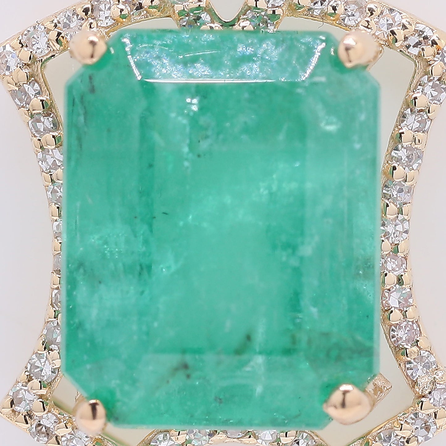 5.83 Ct Octagon Step Cut Natural Emerald 14K Gold Pendant