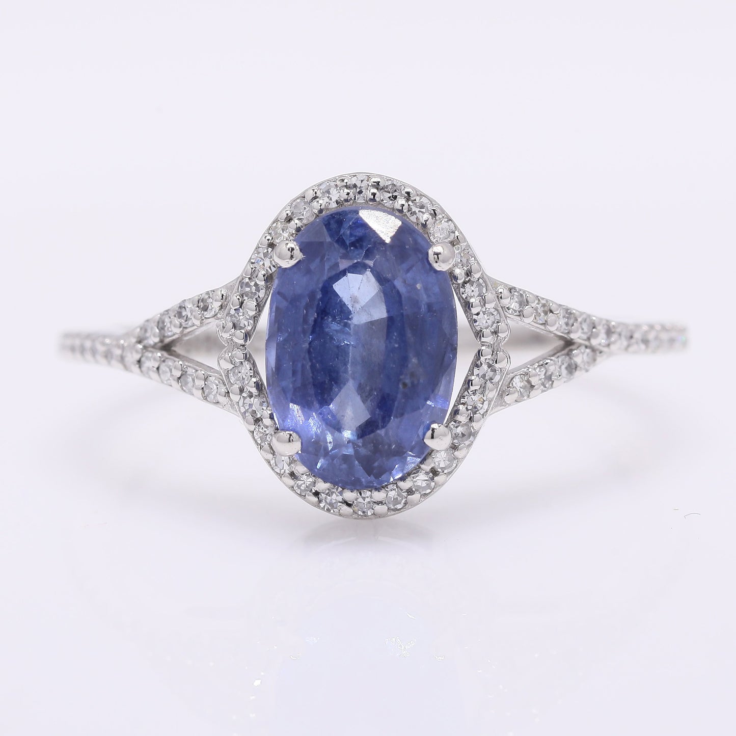 2.21 Ct Oval Mixed Cut Natural Sapphire 950 Platinum Ring