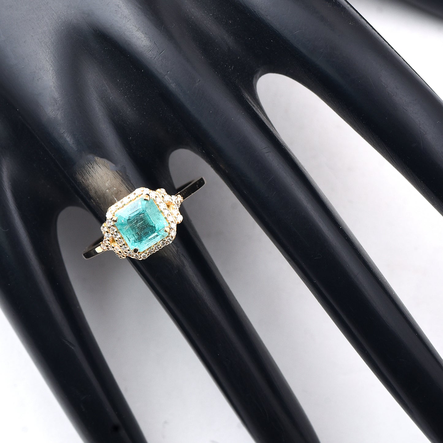 1.33 Ct Octagon Step Cut Natural Emerald 14K Gold Ring