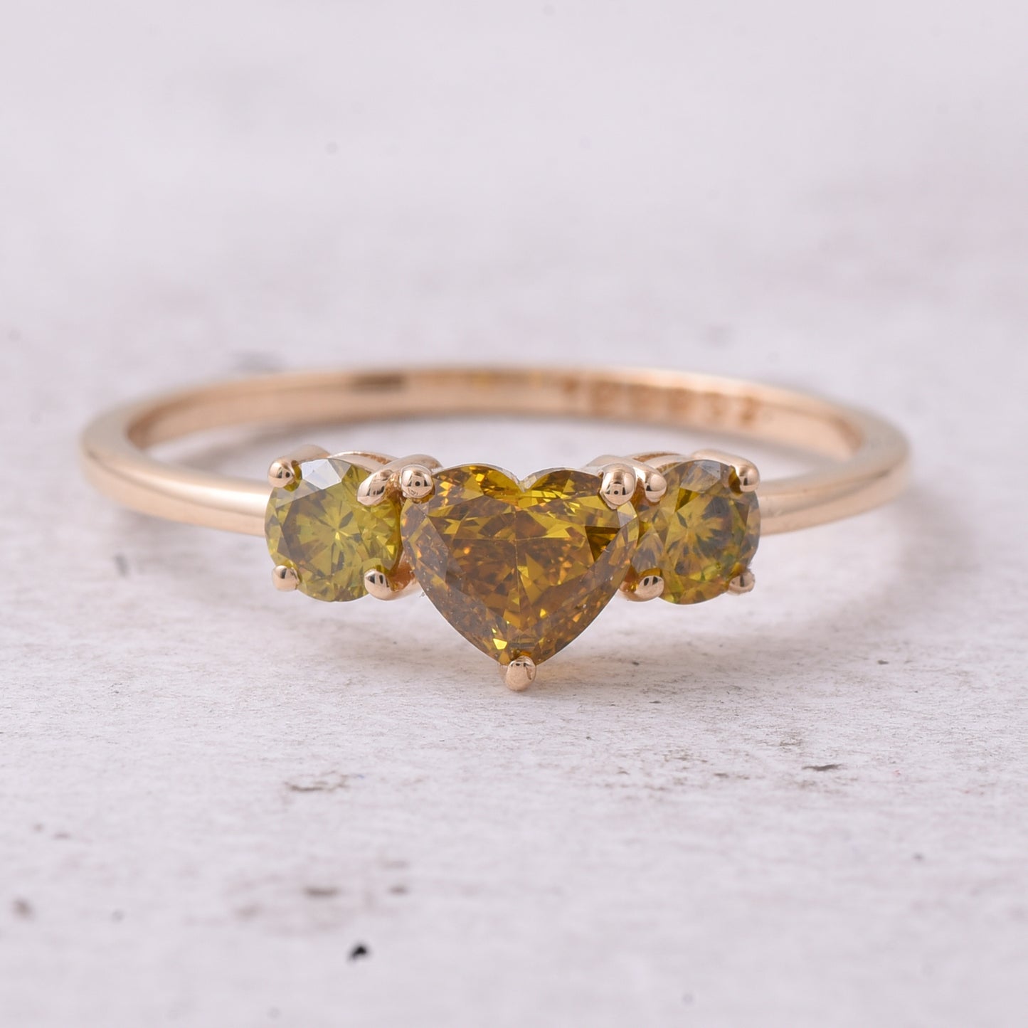 0.86 Ct Heart Yellow Diamond 14K Gold Ring