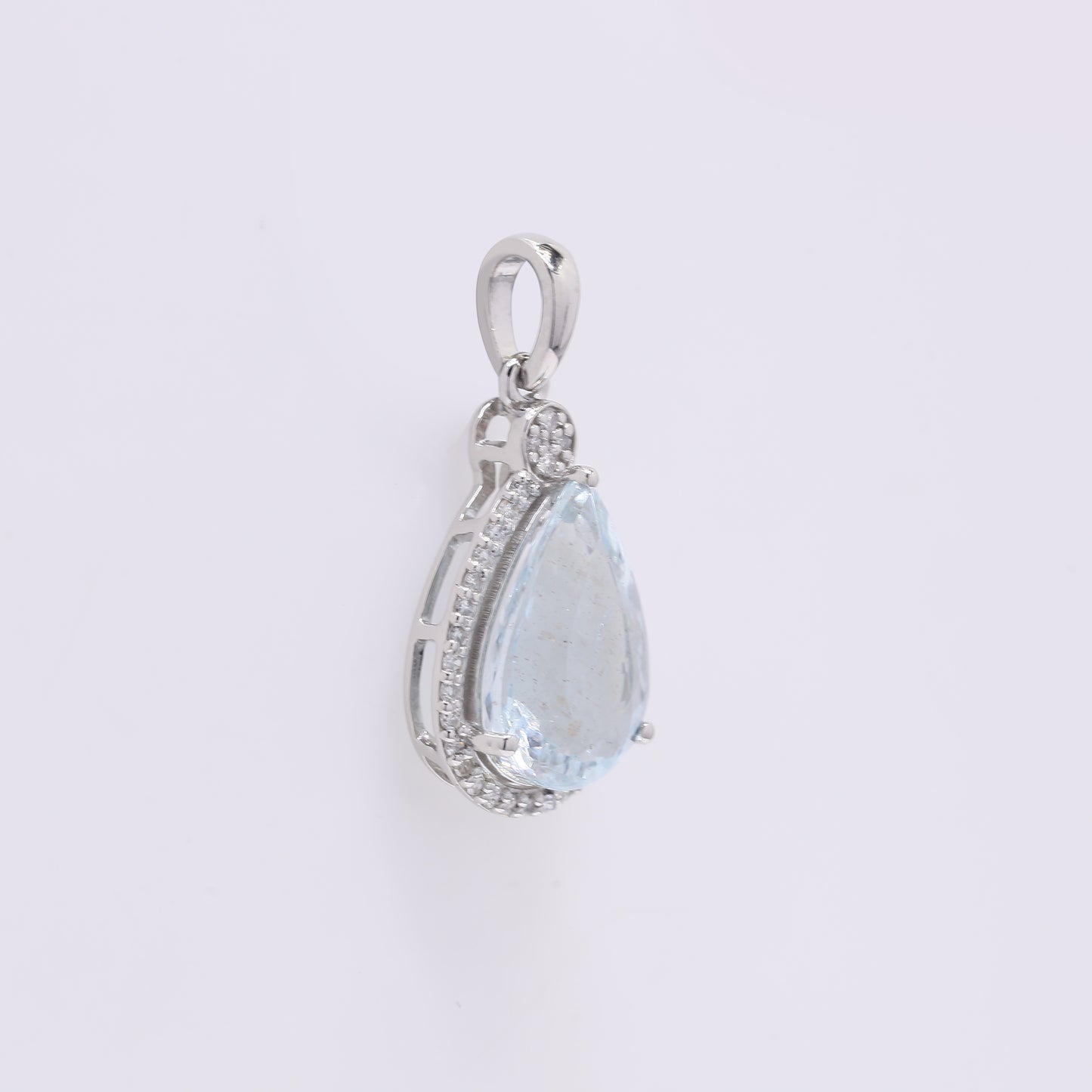 2.57 Ct Pear Mixed Cut Natural Aquamarine 950 Platinum Pendant