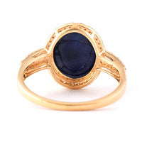 7.04 Ct Oval Cabochon Cut Natural Sapphire 14K Gold Ring