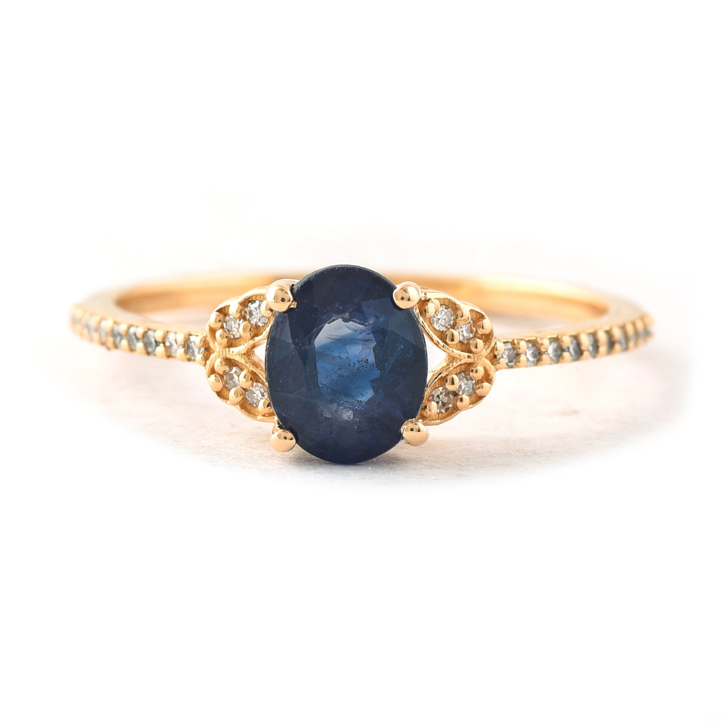 1.40 Ct Oval Mixed Cut Natural Sapphire 14K Gold Ring
