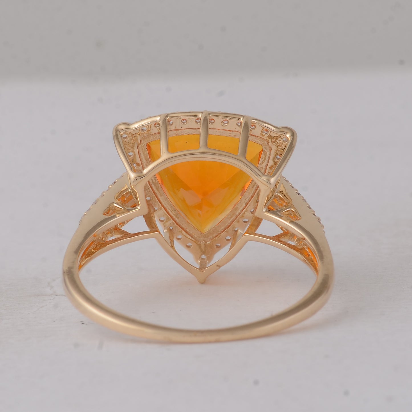 2.18 Ct Trillion Br.Fire Opal 9K Gold Ring