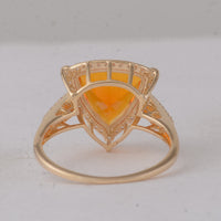 2.18 Ct Trillion Br.Fire Opal 9K Gold Ring