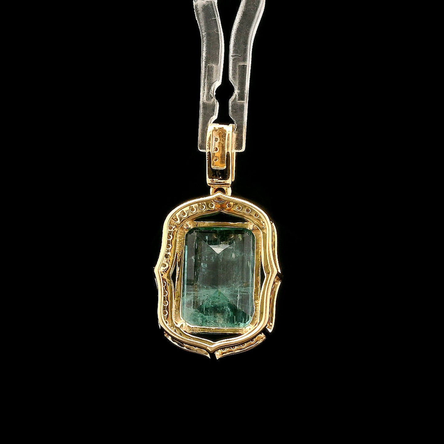 4.24 Ct Octagon Step Cut Natural Emerald 14K Gold Pendant