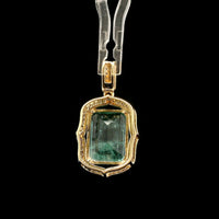 4.24 Ct Octagon Step Cut Natural Emerald 14K Gold Pendant