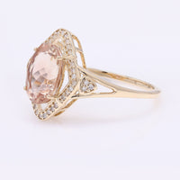 2.19 Ct Oval Mixed Cut Natural Plagioclase Feldspar Sunstone 14K Gold Ring