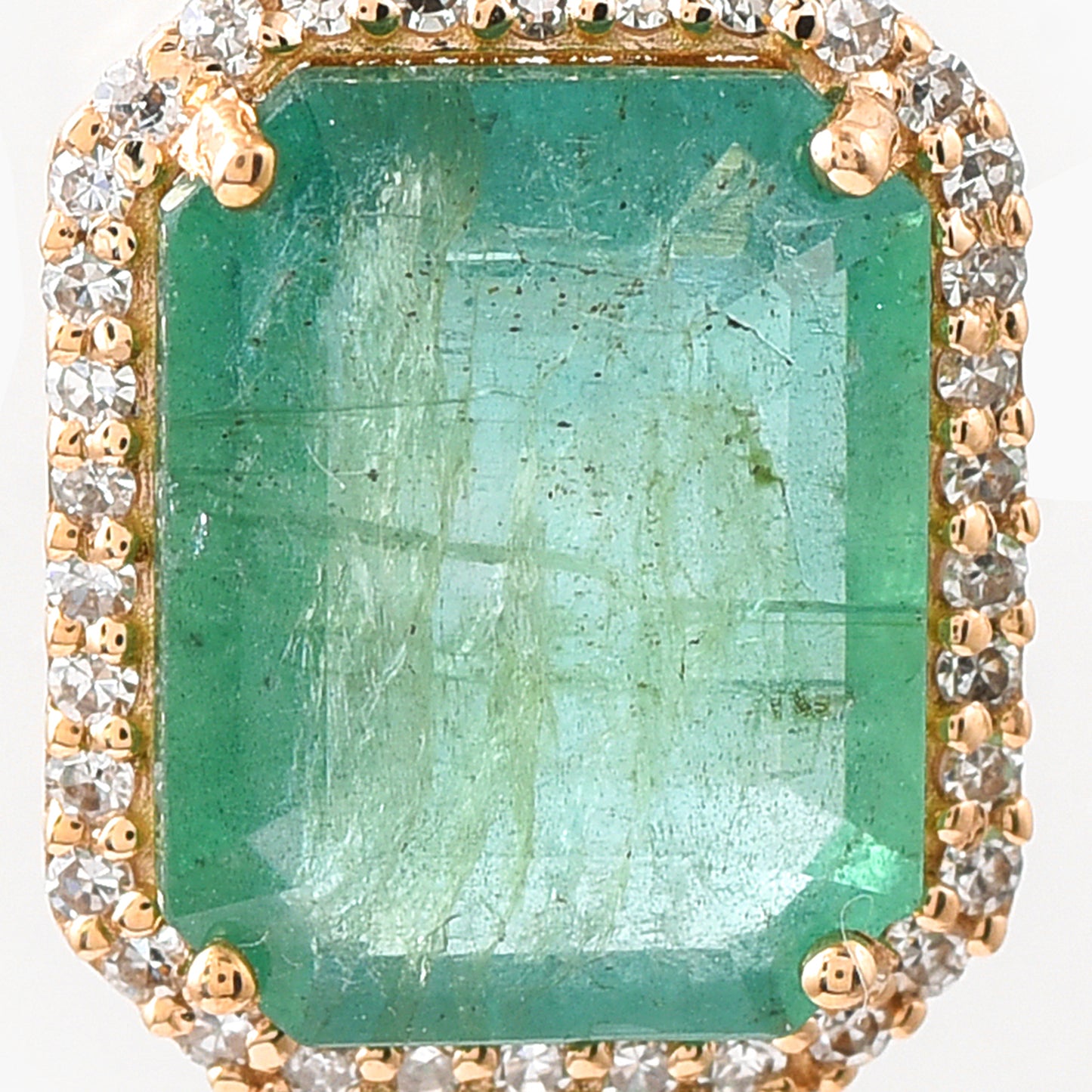 2.51 Ct Octagon Step Cut Natural Emerald 14K Gold Pendant