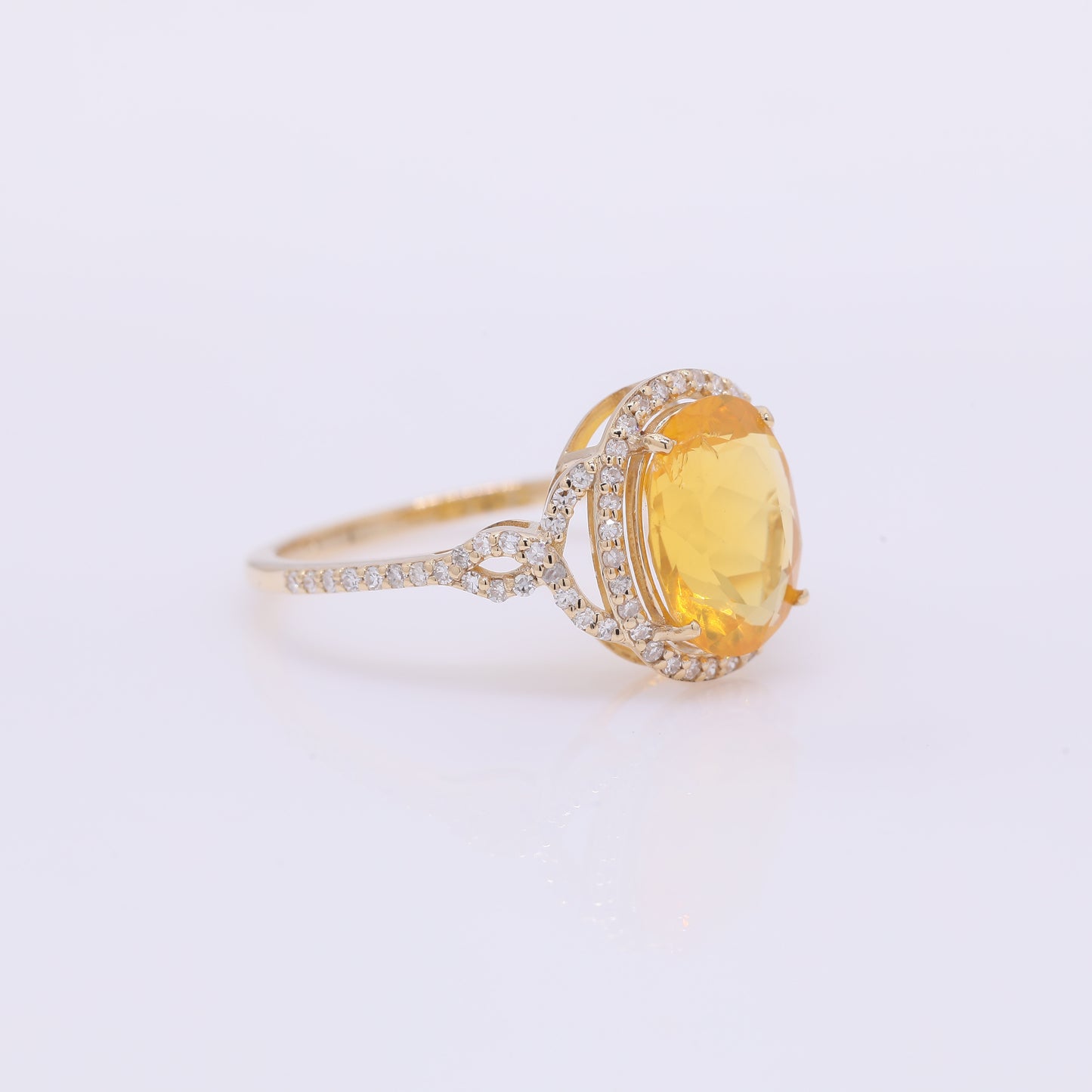 2.00 Ct Oval Mixed Cut Natural Fire Opal 14K Gold Ring
