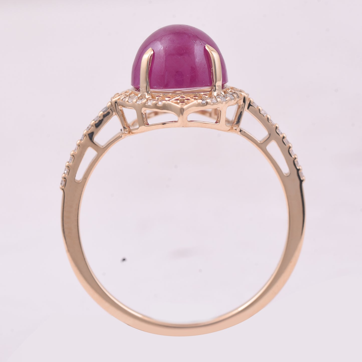 3.97 Ct Round Mixed Cut Natural Ruby 14K Gold Ring