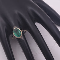 2.69 Ct Cushion Mixed Cut Natural Emerald 14K Gold Ring