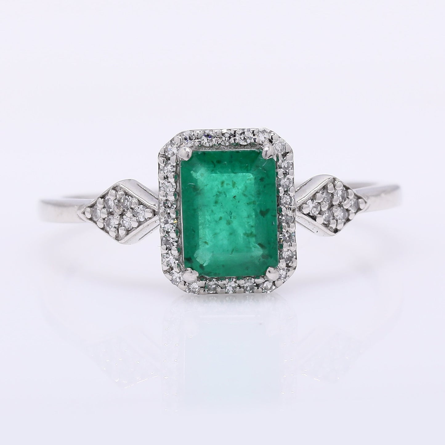 0.98 Ct Octagon Step Cut Natural Emerald 950 Platinum Ring