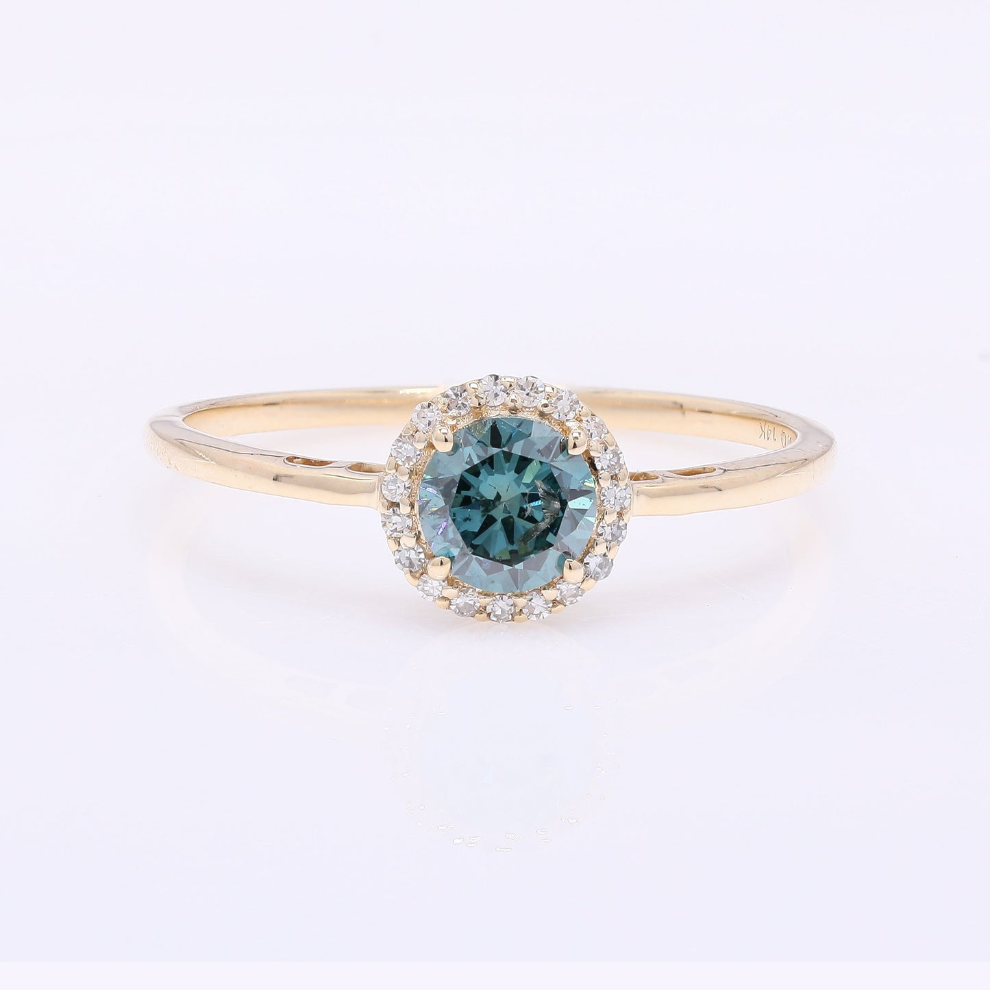 0.54 Ct Round Blue Diamond 14K Gold Ring