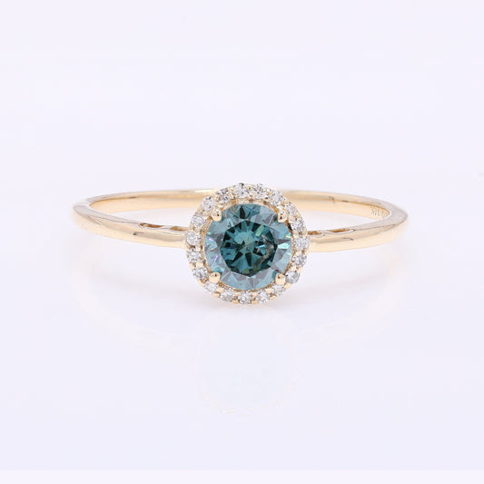 0.54 Ct Round Blue Diamond 14K Gold Ring