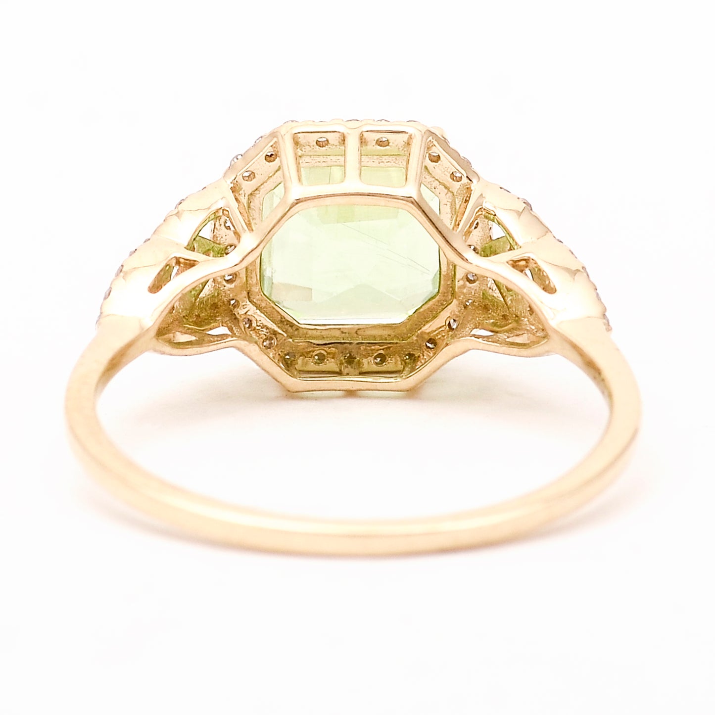 2.65 Ct Octagon Natural Eridot 14K Gold Ring