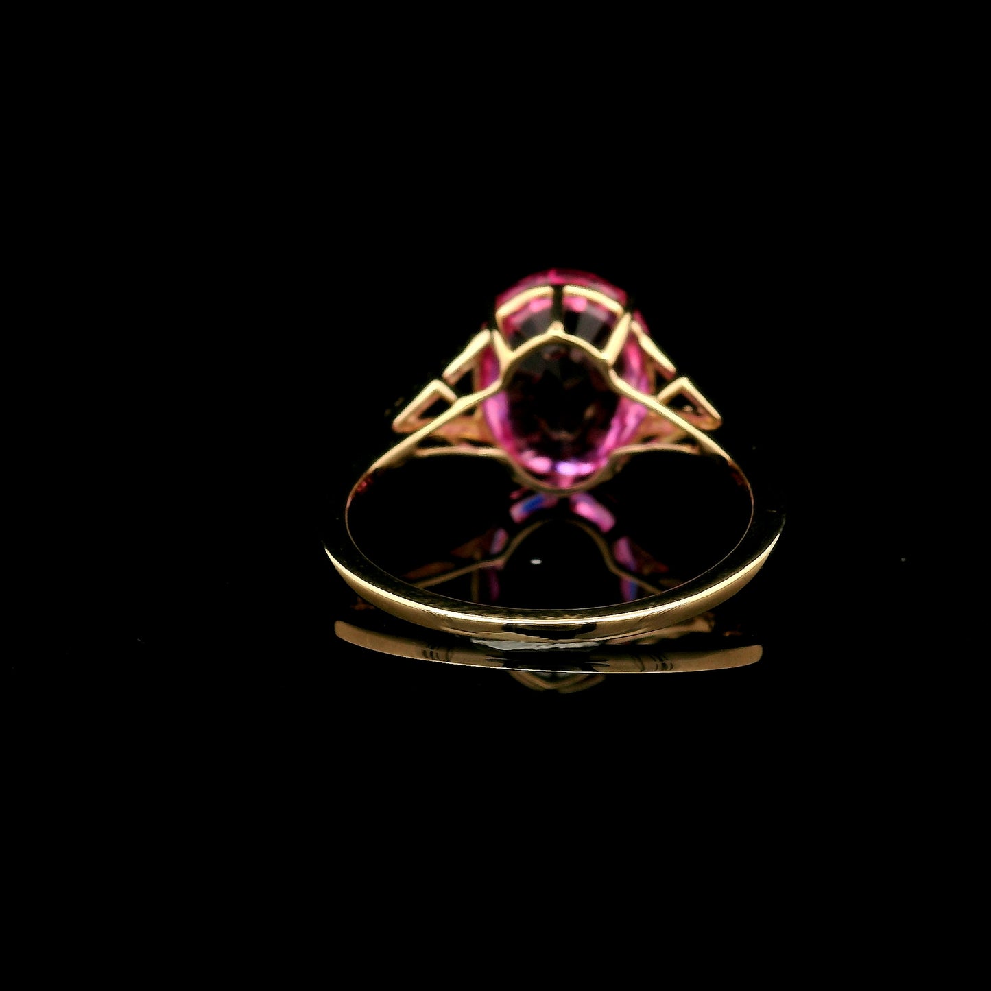 5.16 Ct Oval Mixed Cut Lab Grown Pink Sapphire 14K Gold Ring