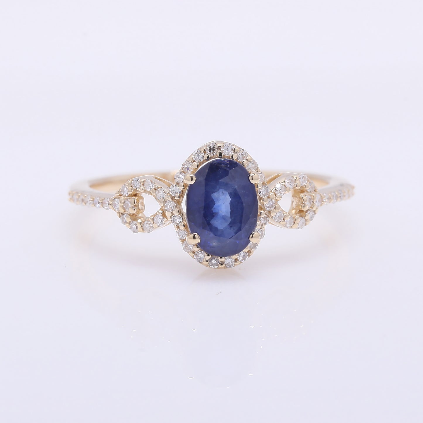 1.36 Ct Oval Mixed Cut Natural Sapphire 14K Gold Ring