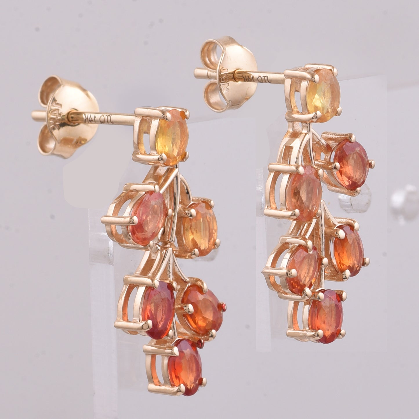 2.47 Ct Oval Natural Multi-Coloured Sapphire 14K Gold Earrings