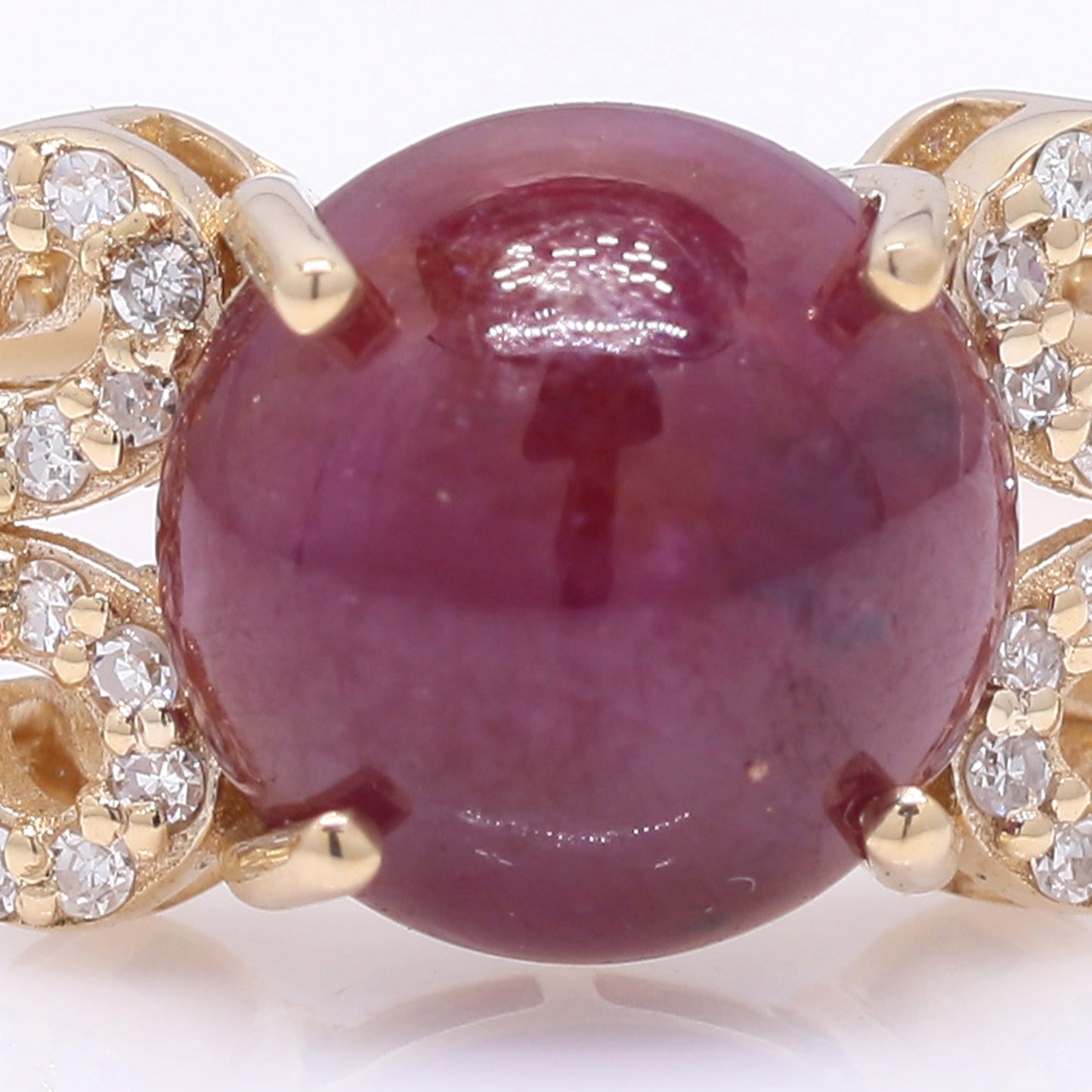 2.93 Ct Round Cabochon Cut Natural Ruby 14K Gold Ring