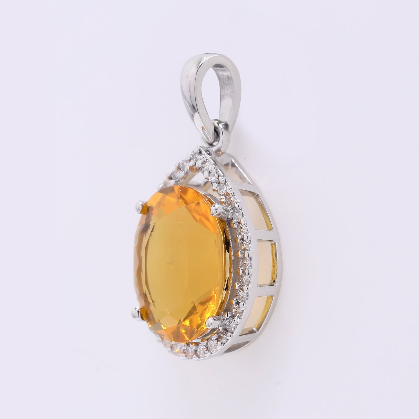 1.74 Ct Oval Mixed Cut Natural Fire Opal 950 Platinum Pendant