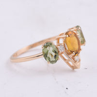 1.87 Ct Oval Natural Multi Coloured Tourmaline 14K Gold Ring