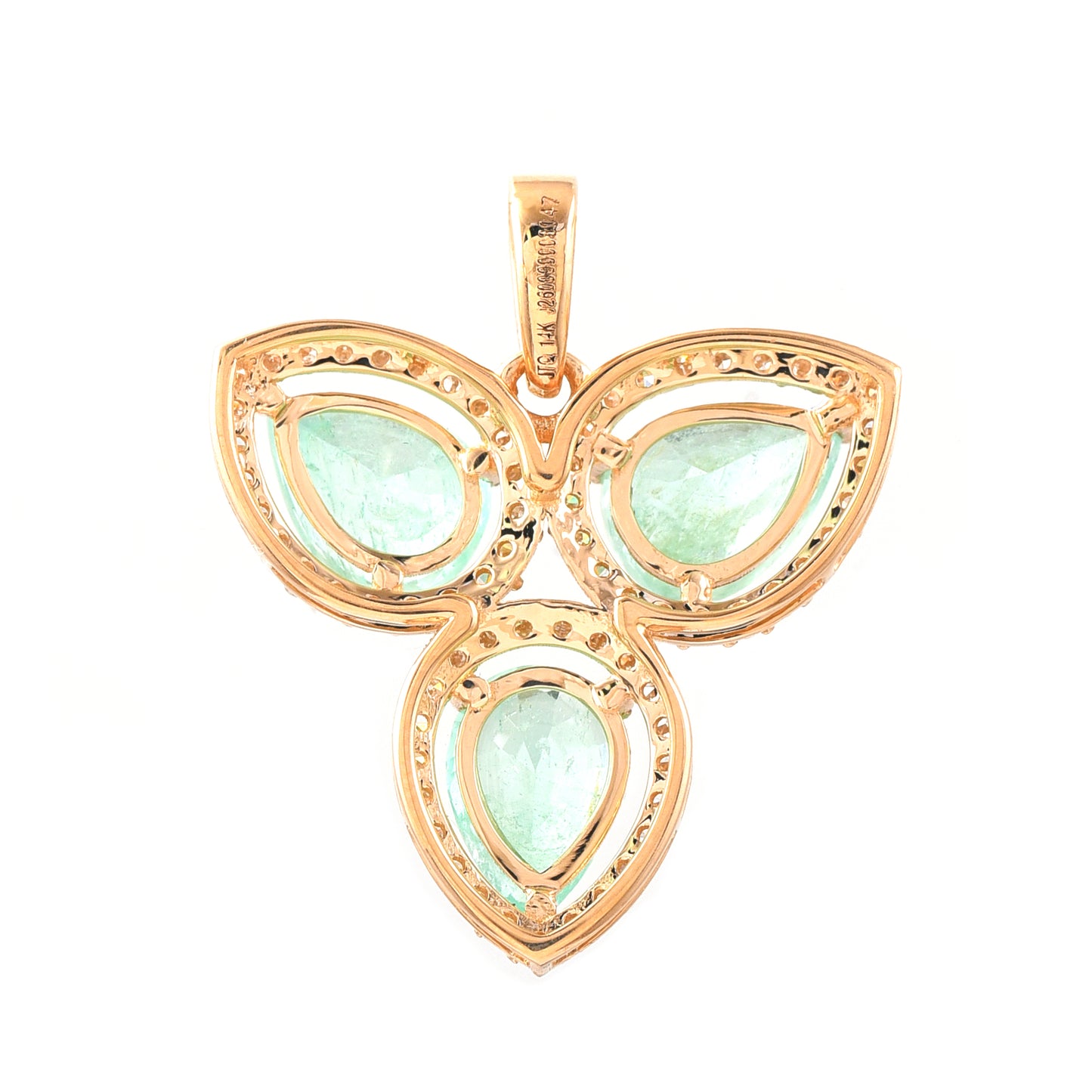 2.16 Ct Pear Mixed Cut Natural Emerald 14K Gold Pendant
