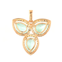 2.16 Ct Pear Mixed Cut Natural Emerald 14K Gold Pendant