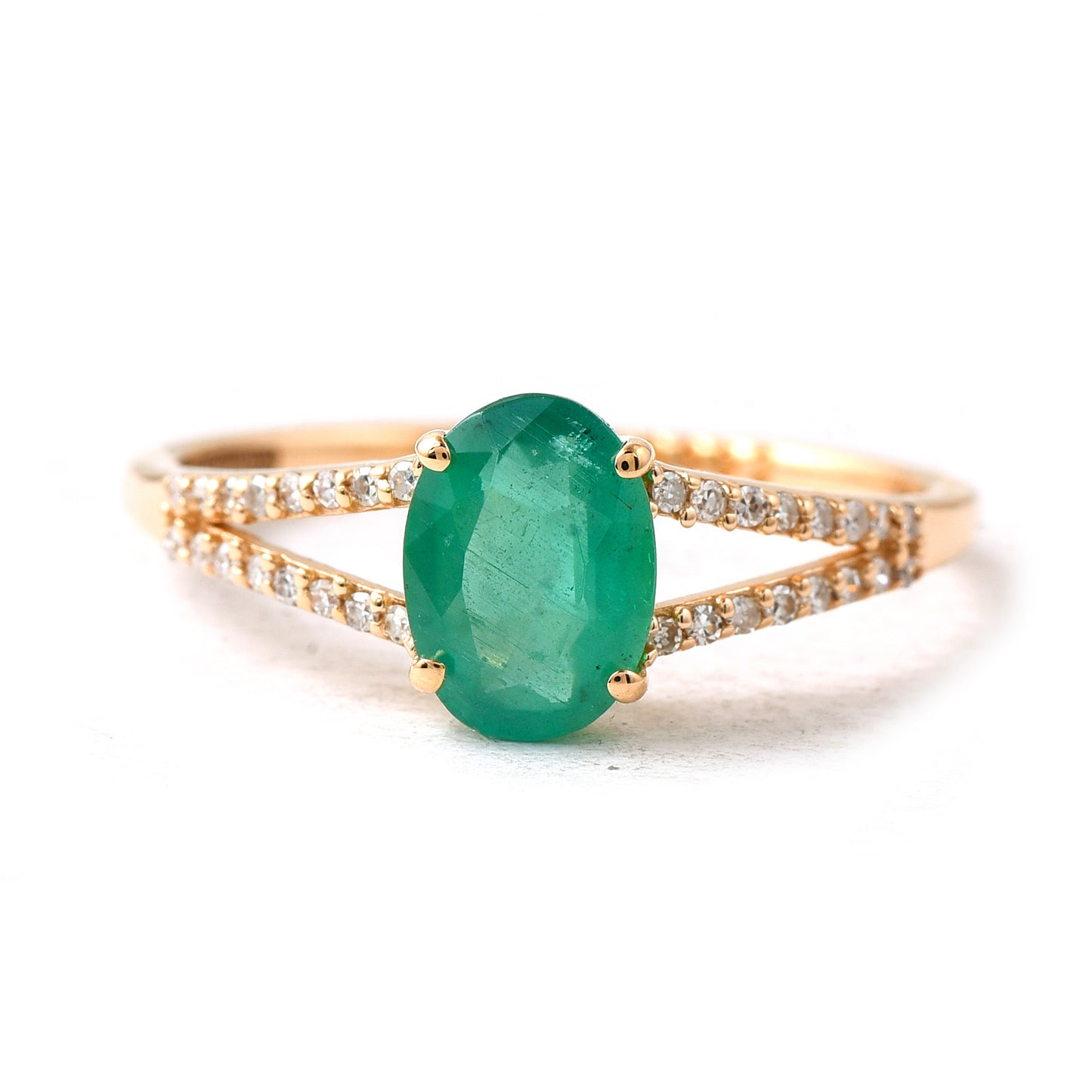 1.00 Ct Oval Emerald 14K Gold Ring
