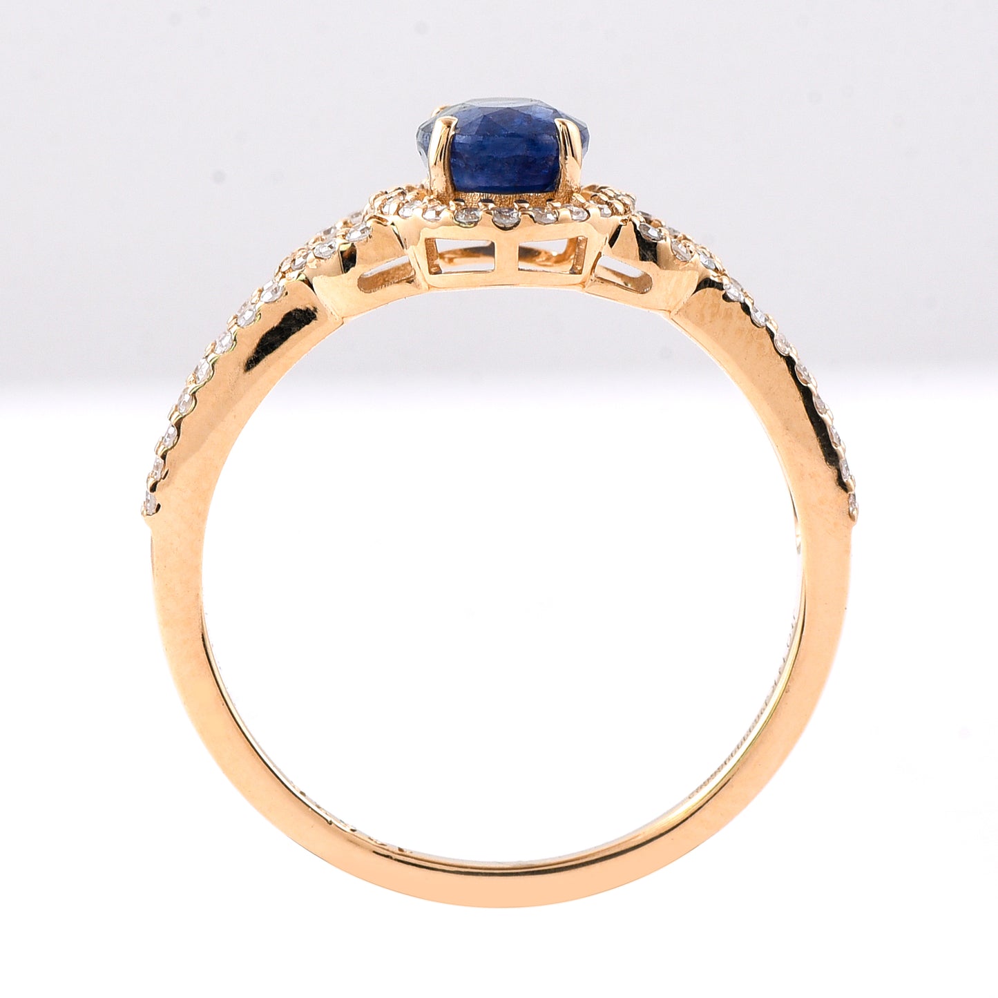 1.30 Ct Oval Mixed Cut Natural Sapphire 14K Gold Ring