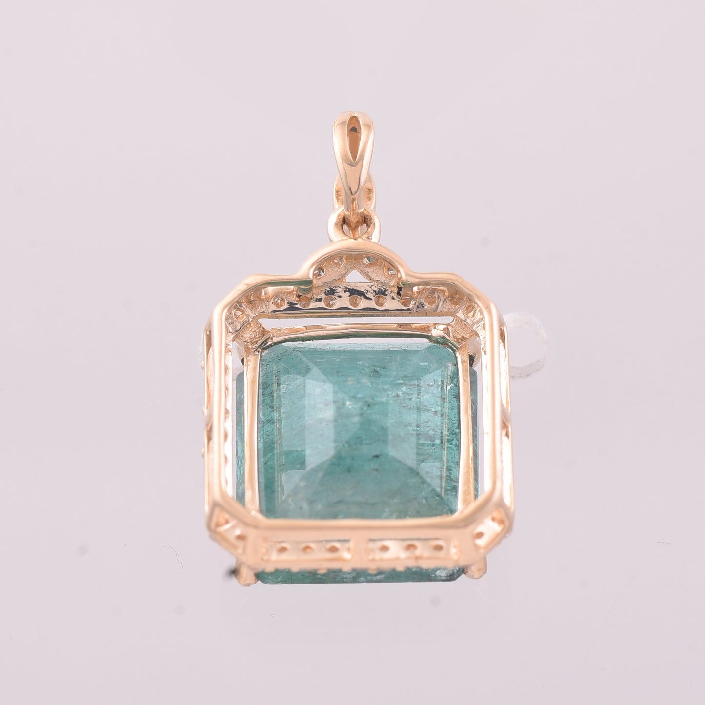 4.65 Ct Octagon Step Cut Natural Emerald 14K Gold Pendant