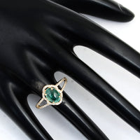 1.75 Ct Oval Cabochon Natural Beryl Emerald 14K Gold Ring