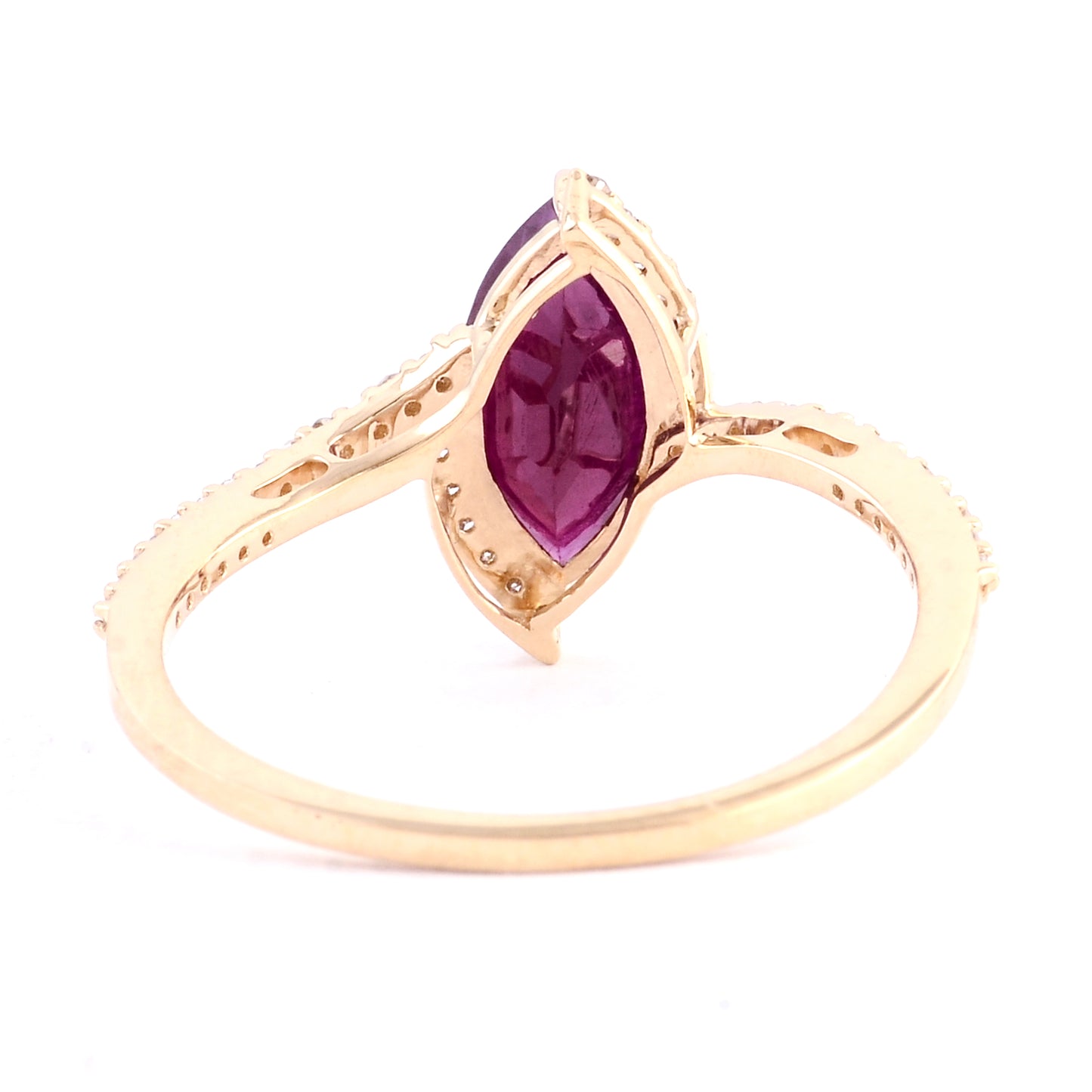 1.49 Ct Marquise Mixed Cut Natural Codundum Ruby 14K Gold Ring