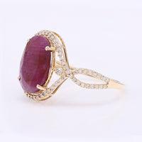3.91 Ct Oval Mixed Cut Natural Ruby 14K Gold Ring