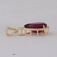 2.95 Ct Pear Rubellite 9K Gold Pendant
