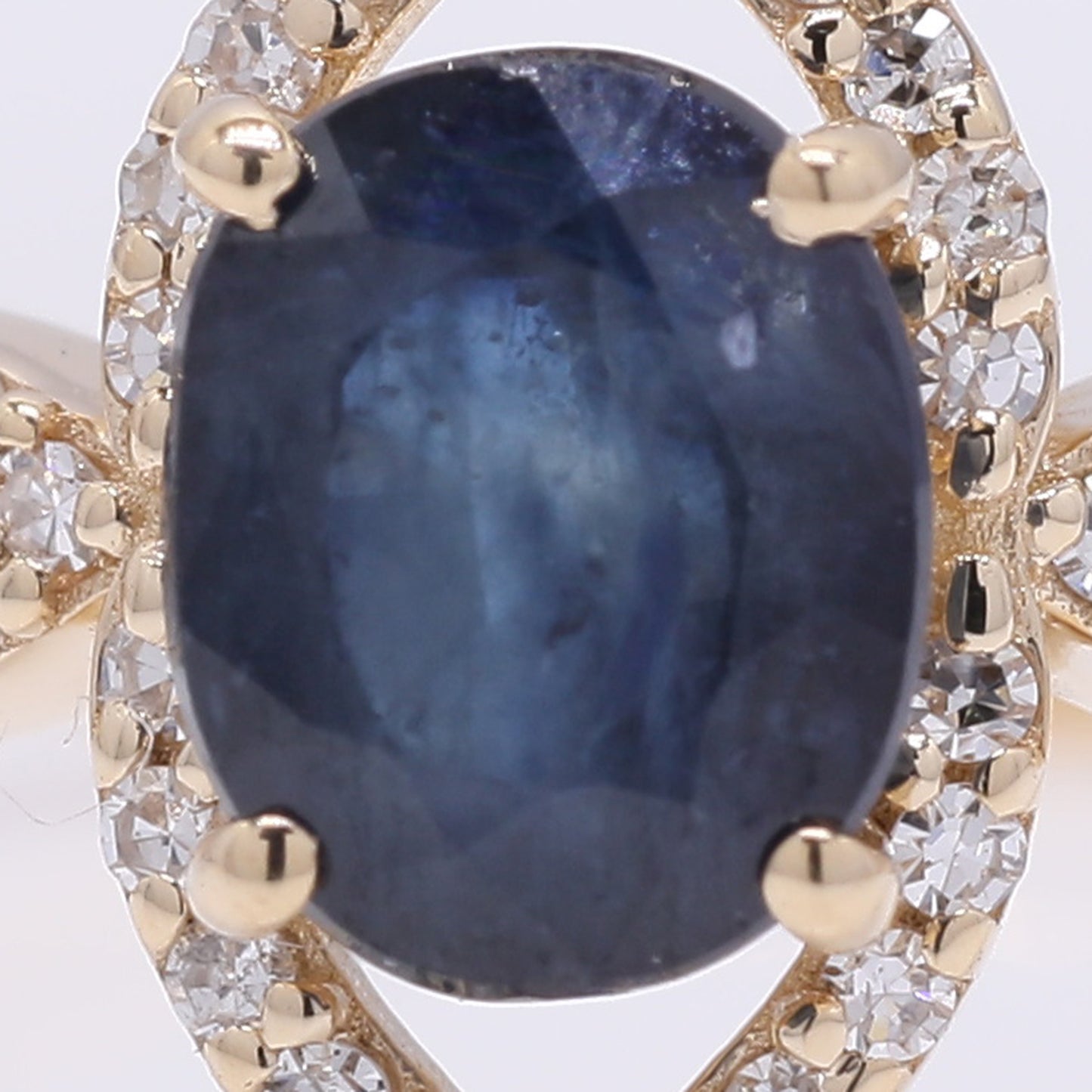 1.29 Ct Oval Mixed Cut Natural Sapphire 14K Gold Ring