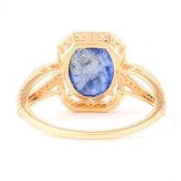 3.11 Ct Oval Mixed Cut Natural Sapphire 14K Gold Ring