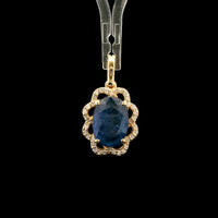 2.43 Ct Oval Mixed Cut Natural Sapphire 14K Gold Pendant