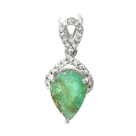 1.12 Ct Pear Emerald 950 Platinum Pendant