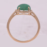 1.96 Ct Oval Cabochon Cut Natural Emerald 14K Gold Ring