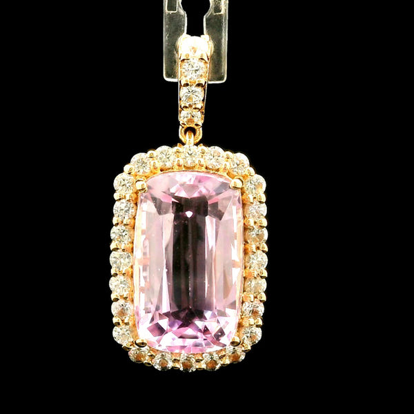 7.42 Ct Cushion Kunzite 14K Gold Pendant