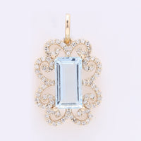 1.88 Ct Rectangle Step Cut Natural Aquamarine 14K Gold Pendant