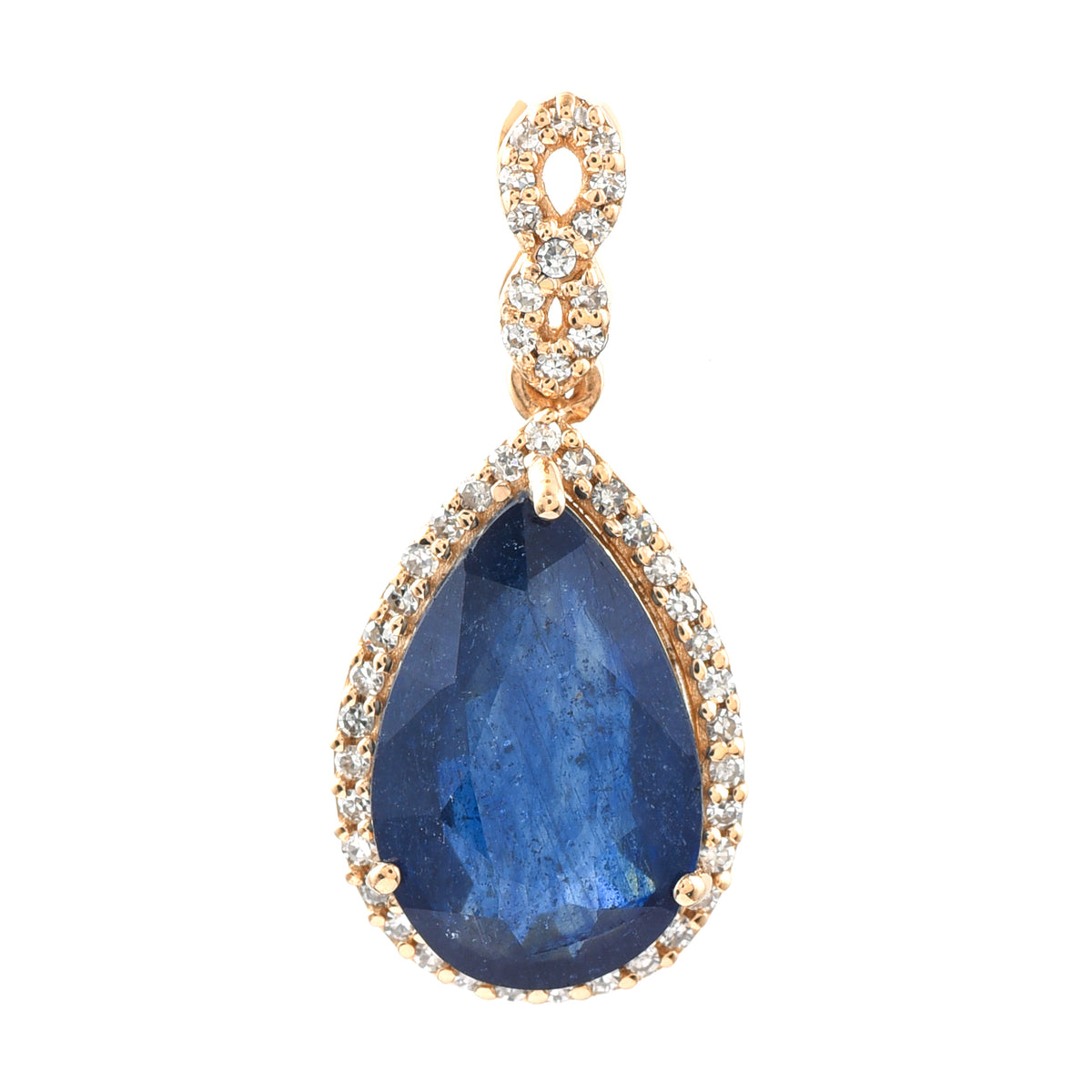 3.68 Ct Pear Mixed Cut Natural Sapphire 14K Gold Pendant