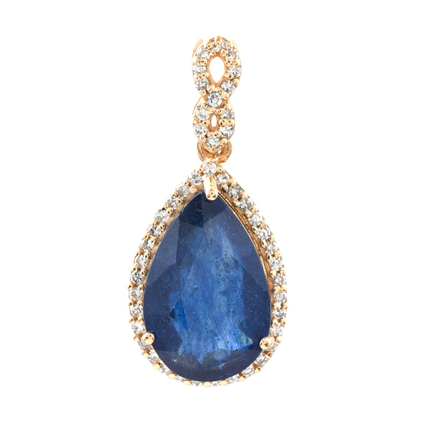 3.68 Ct Pear Mixed Cut Natural Sapphire 14K Gold Pendant