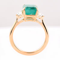 4.72 Ct Octagonal Step Cut Natural Beryl Emerald 18K Gold Ring