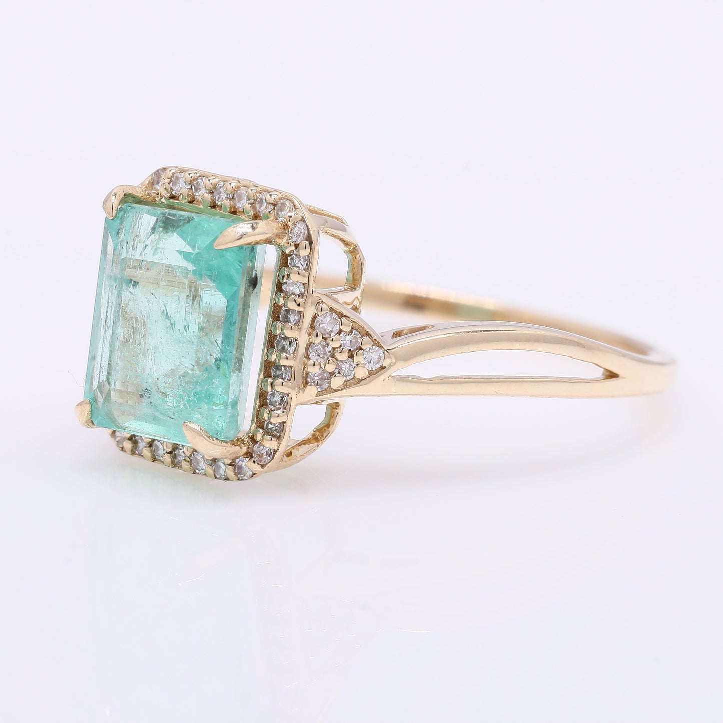2.53 Ct Octagon Step Cut Natural Emerald 14K Gold Ring