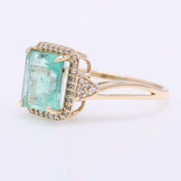 2.53 Ct Octagon Step Cut Natural Emerald 14K Gold Ring