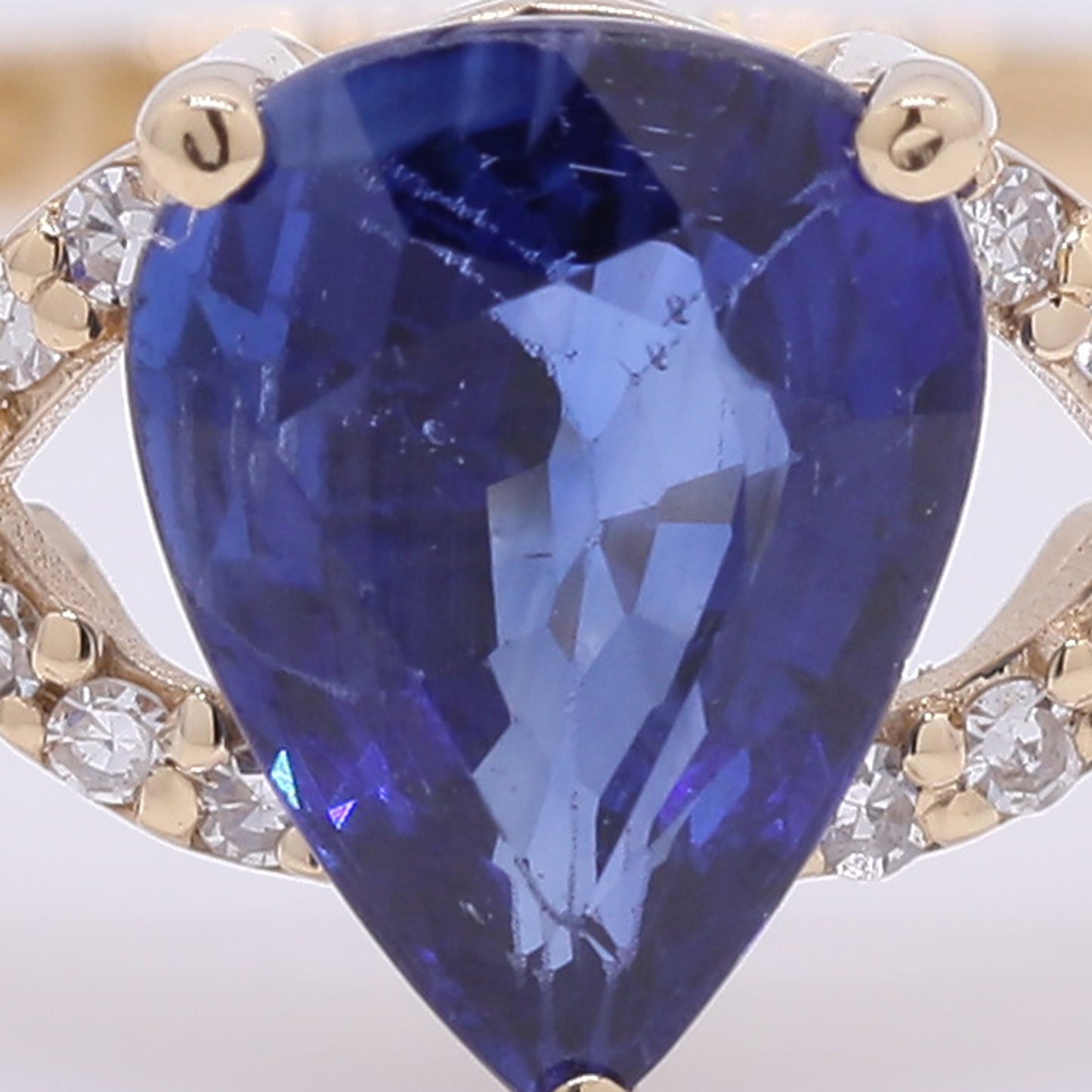 1.28 Ct Pear Mixed Cut Natural Sapphire 14K Gold Ring